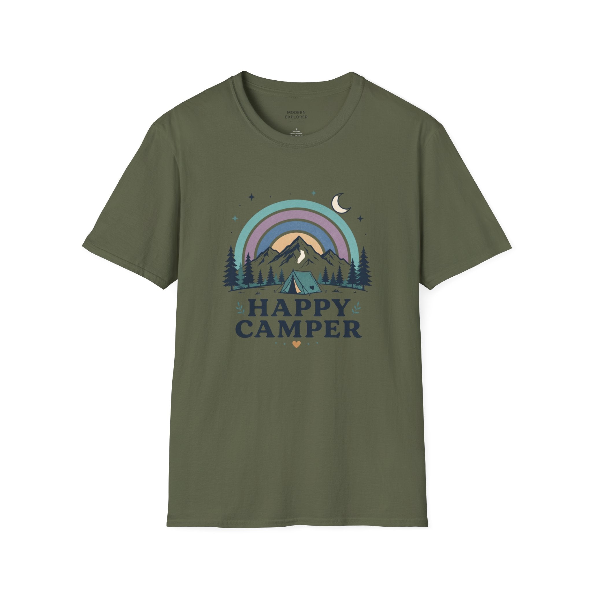 "Happy Camper" Mountain Rainbow Graphic