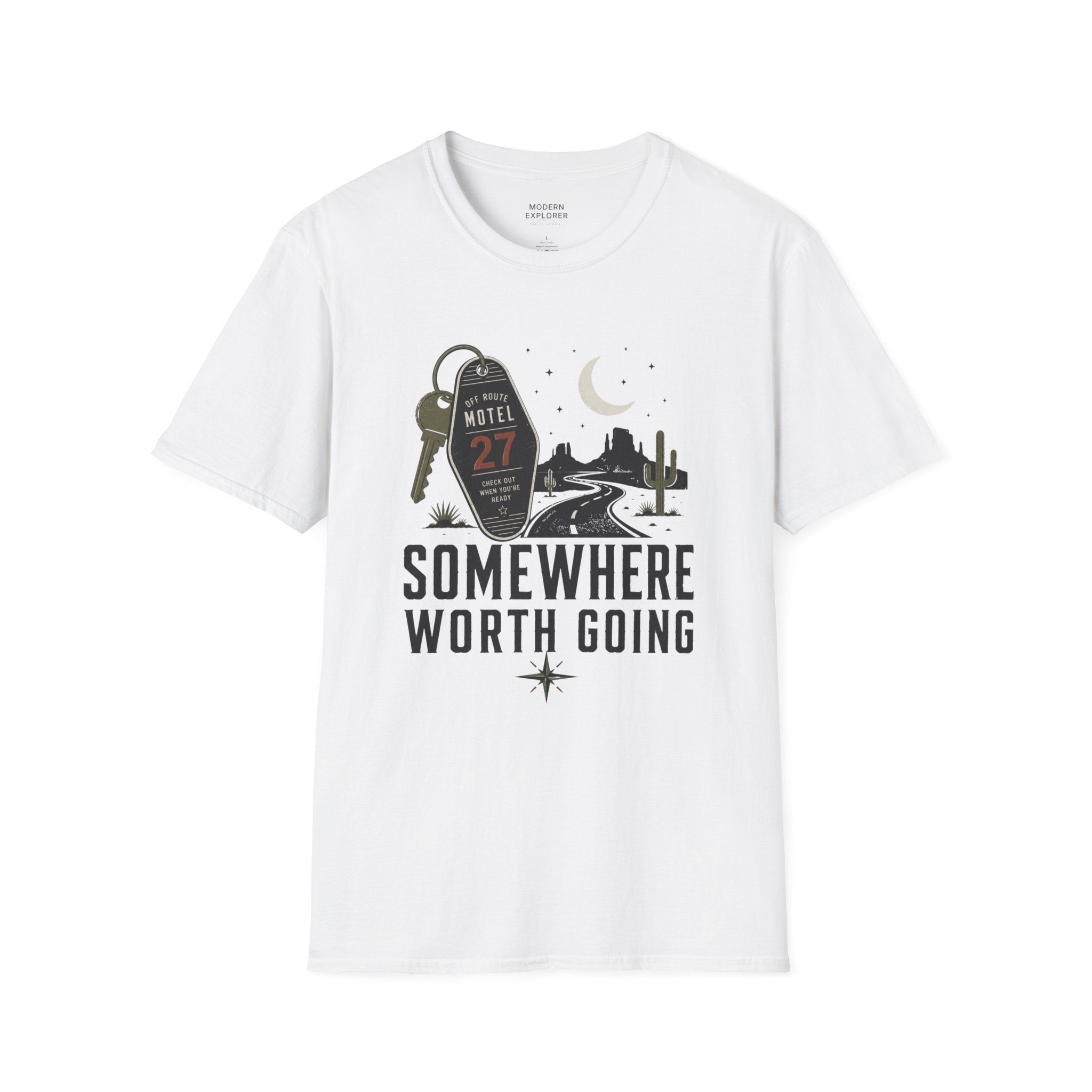 'Somewhere Worth Going' Vintage Motel Roadtrip Tee
