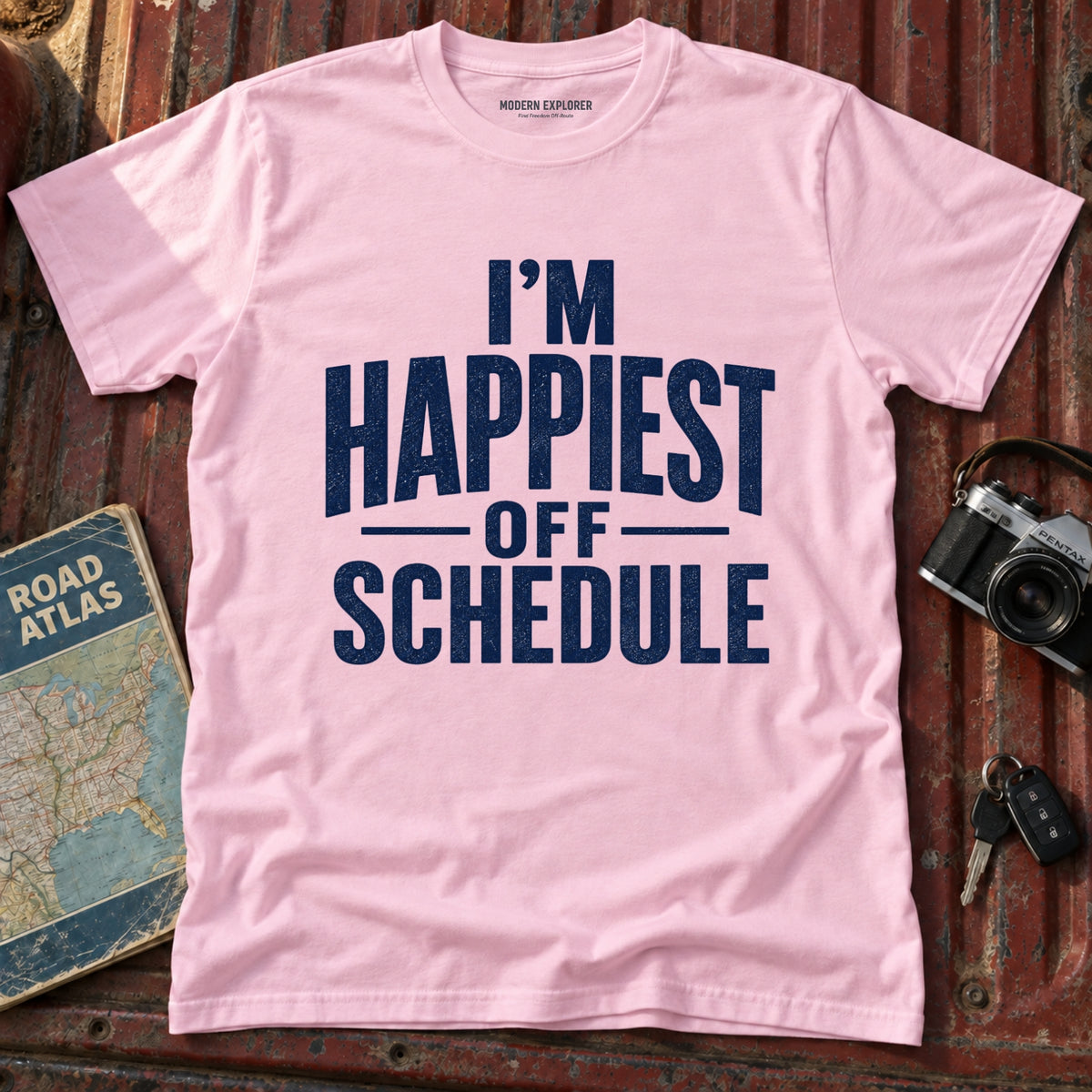"I'm Happiest Off Schedule" Relaxed Everyday Tee