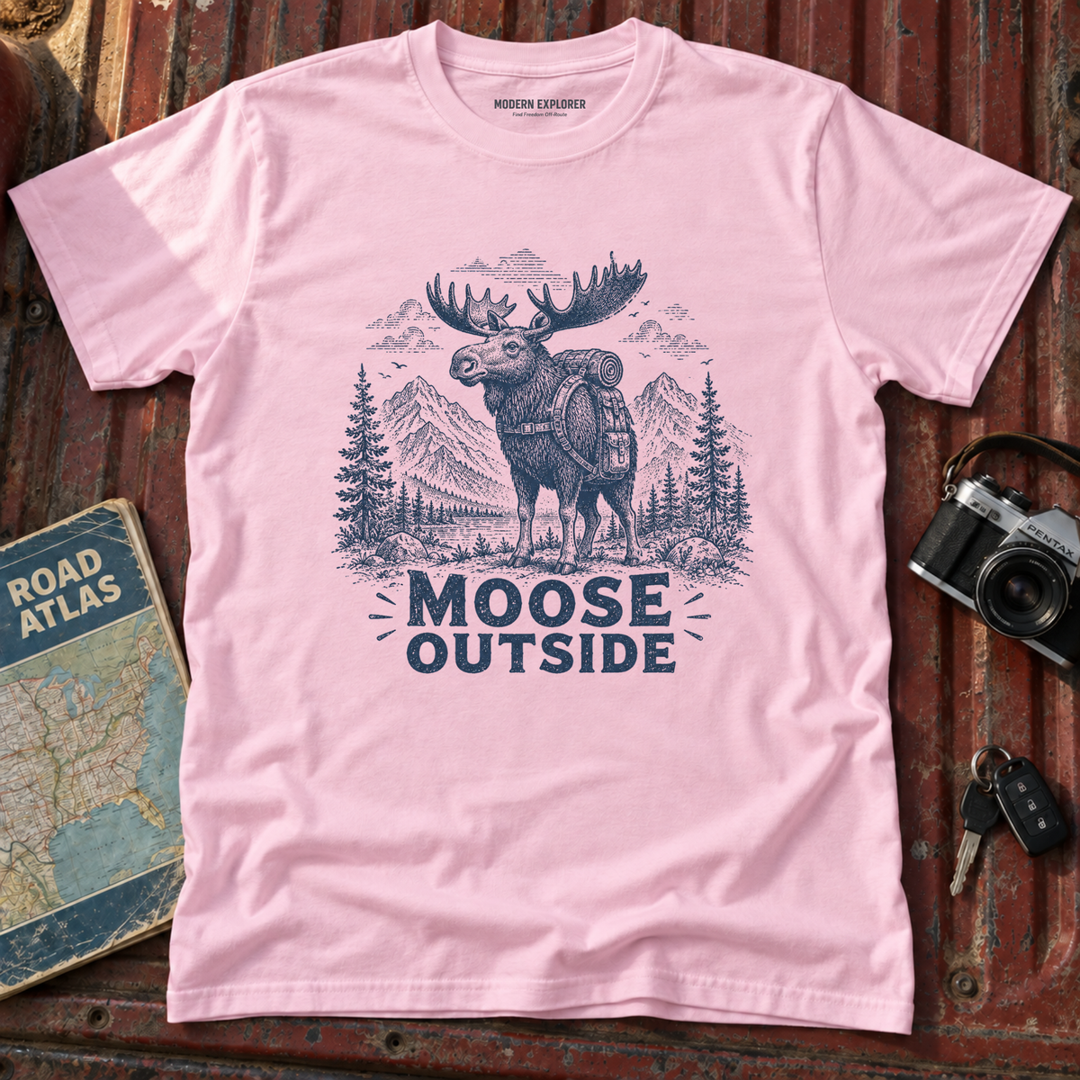 Vintage Hiking Moose Graphic Tee
