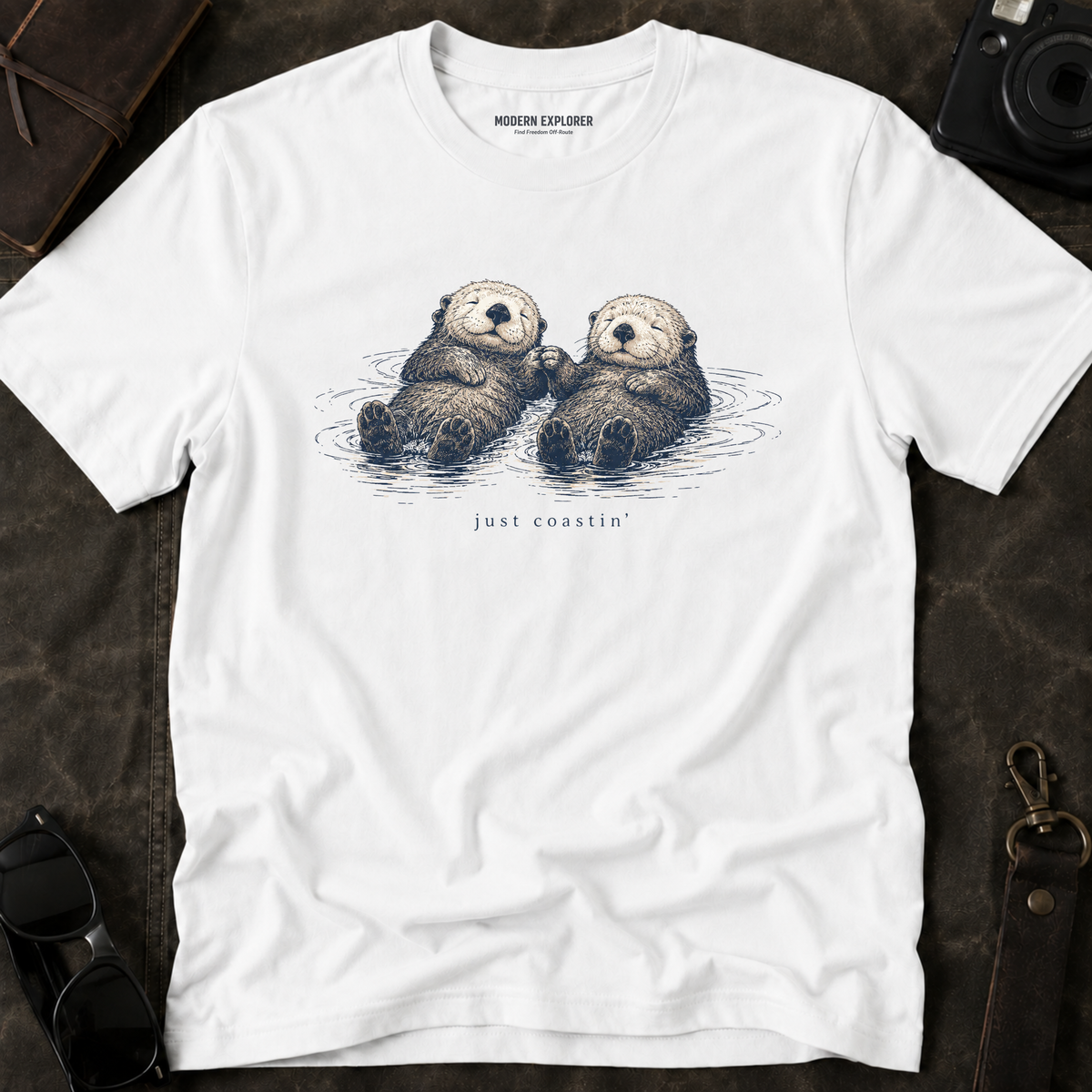 "Just Coastin'" Cute Sea Otter Graphic T‑Shirt