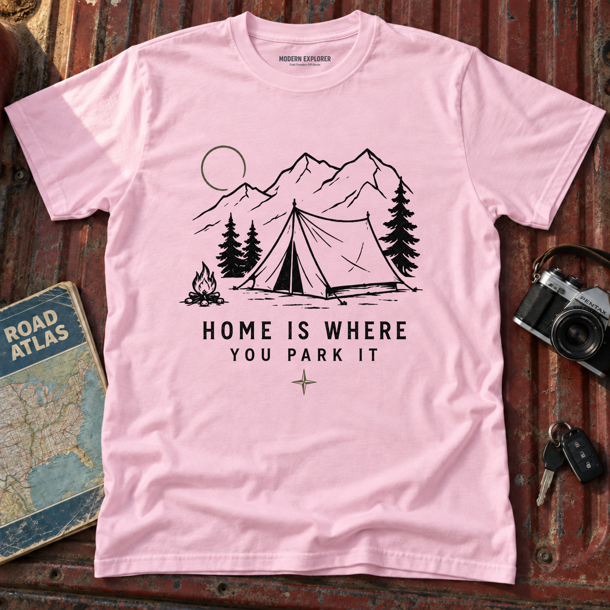 "Home Is Where You Park It" Tent Mountain T-Shirt