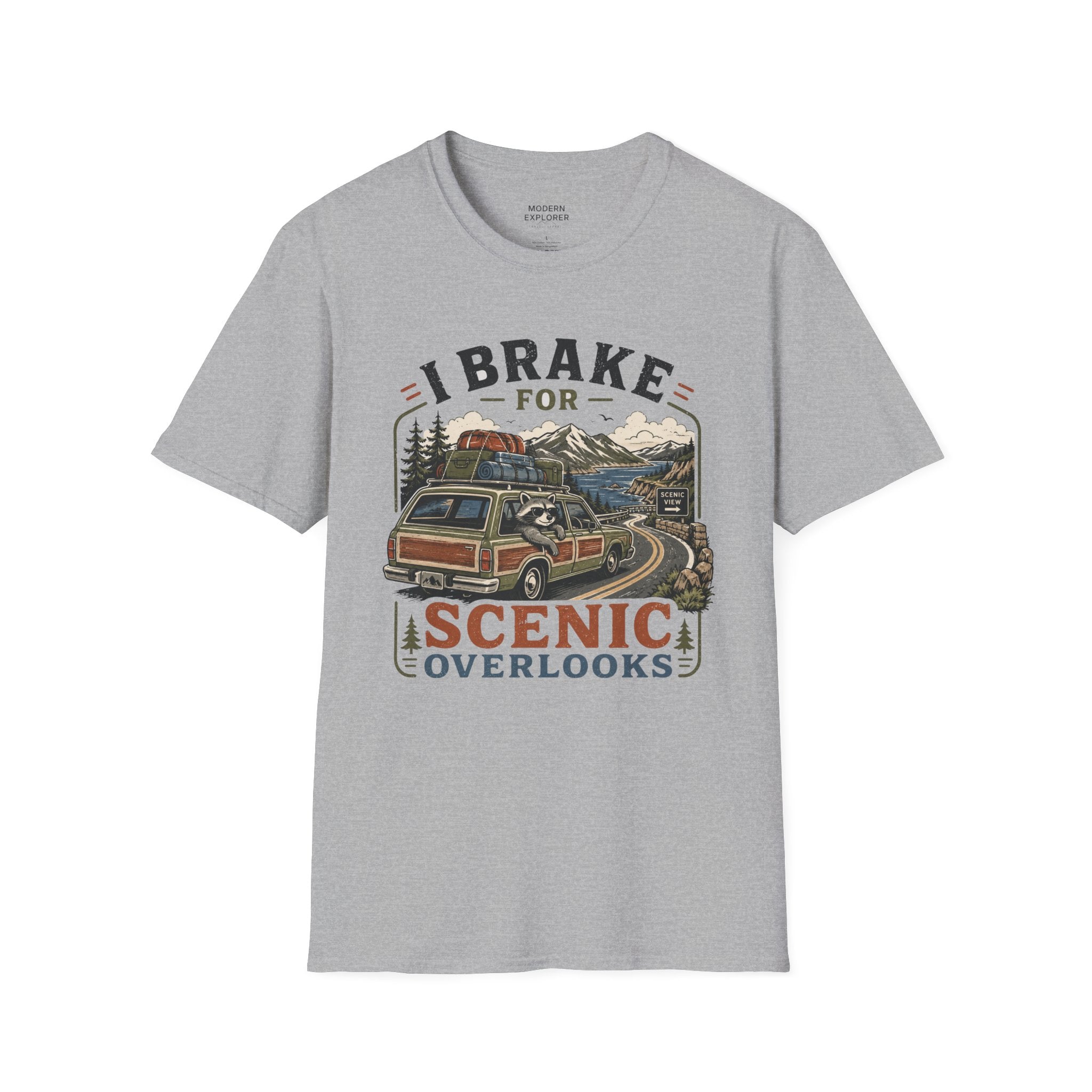 "I Brake for Scenic Overlooks" Retro Adventure Tee