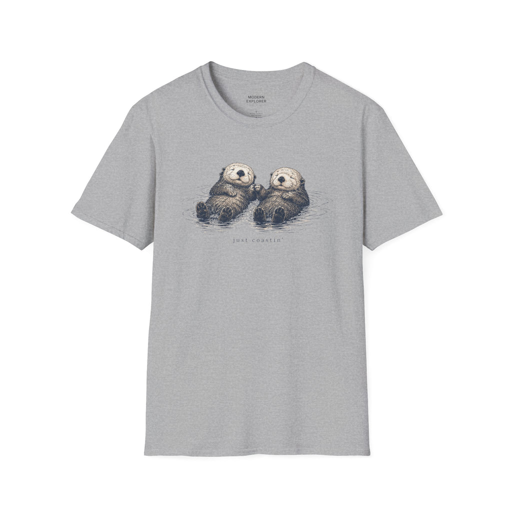 "Just Coastin'" Cute Sea Otter Graphic T‑Shirt