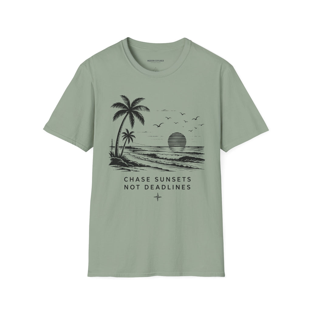 Copy of "Chase Sunsets Not Deadlines" Palm Tree Tee