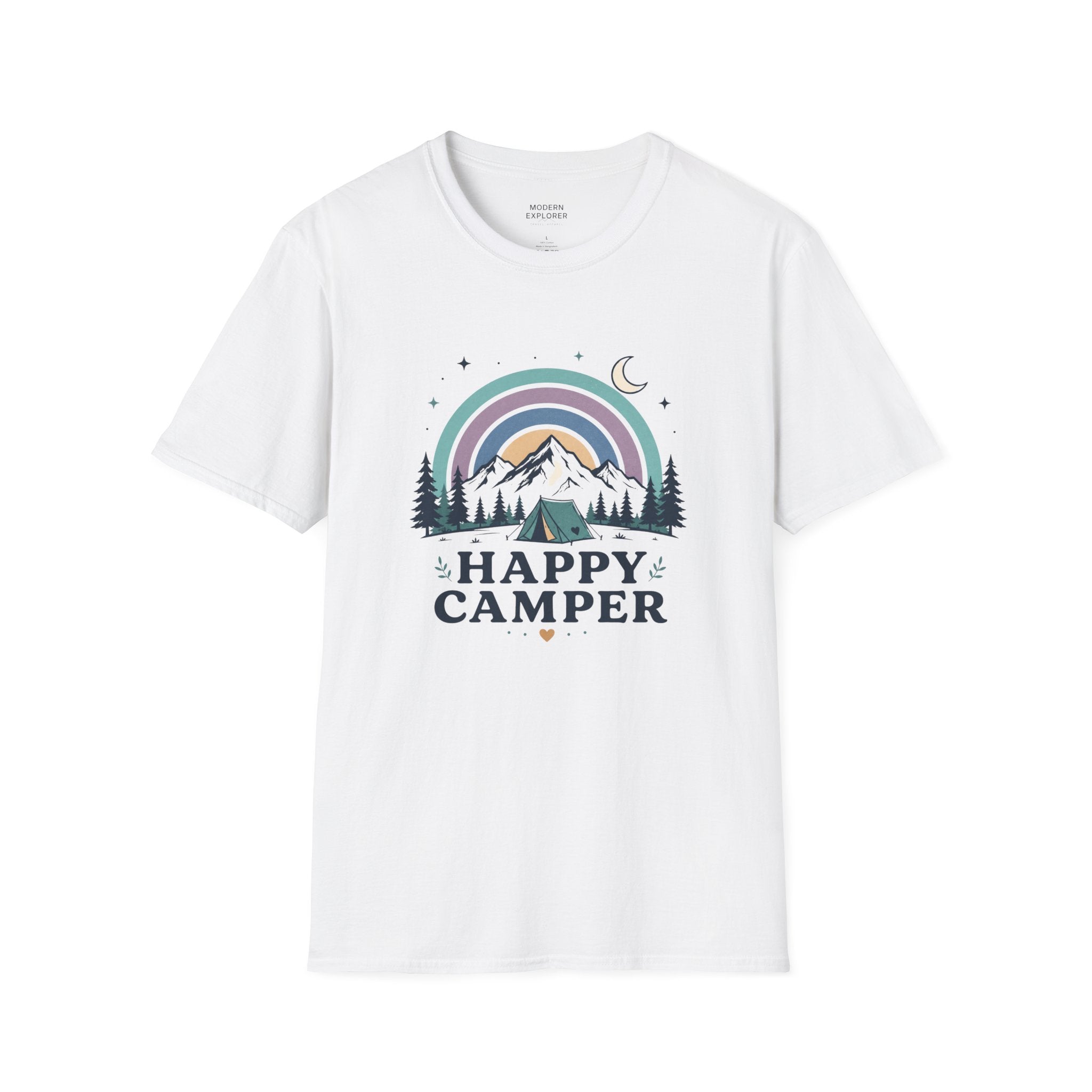 "Happy Camper" Mountain Rainbow Graphic