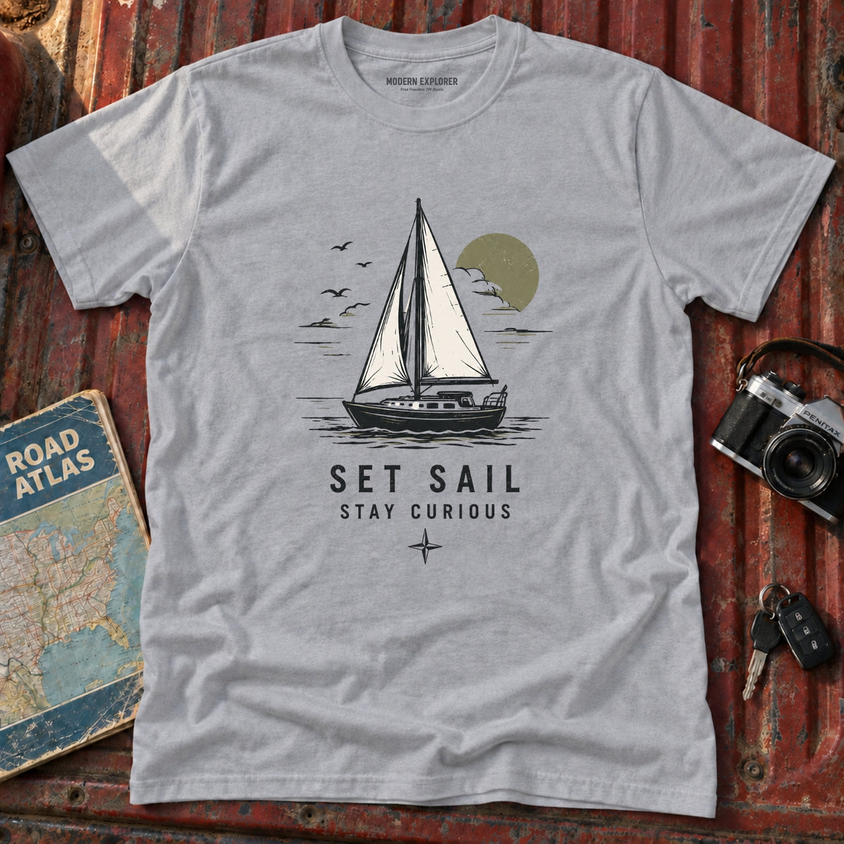 "Set Sail, Stay Curious" Nautical Graphic Tee
