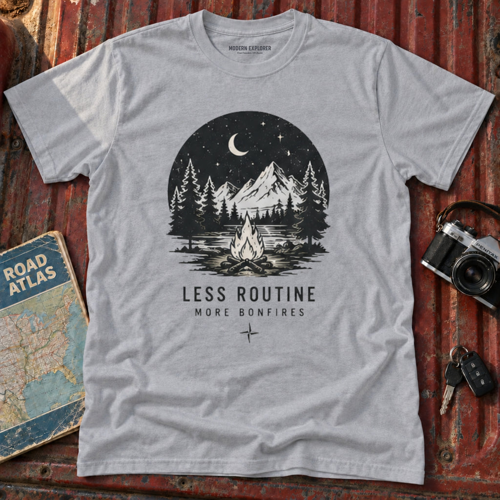 'Less Routine, More Bonfires' Outdoor Graphic Tee