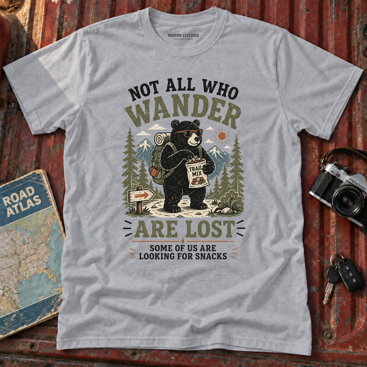 'Not All Who Wander Are Lost' Bear T-Shirt