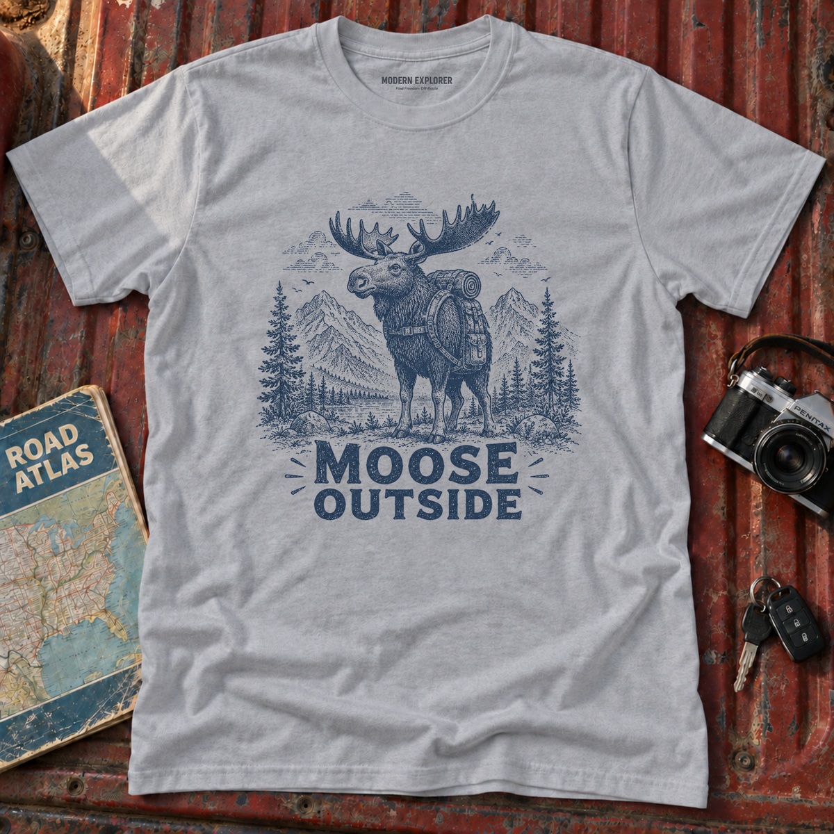 Vintage Hiking Moose Graphic Tee