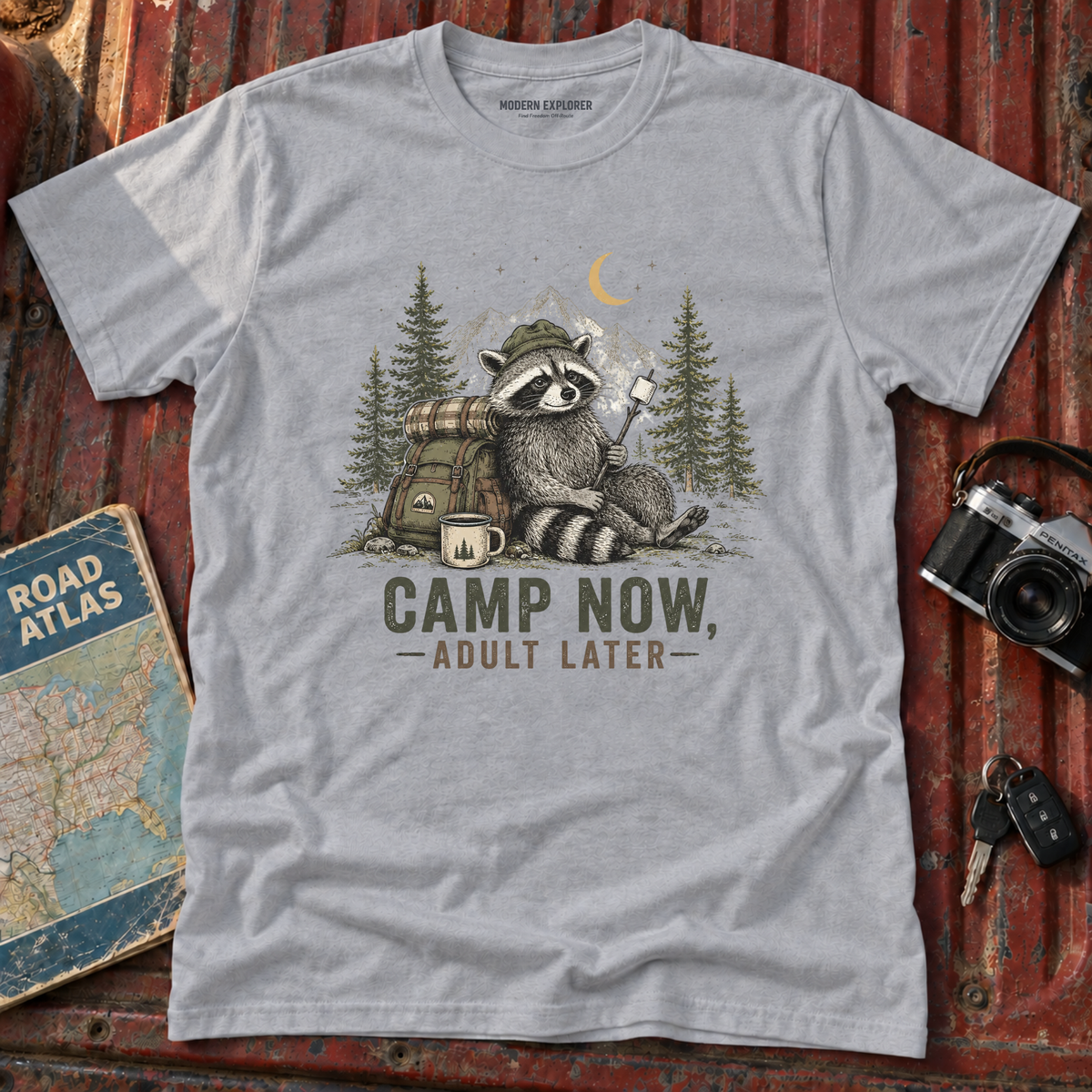 “Camp Now, Adult Later” Outdoor Graphic Tee