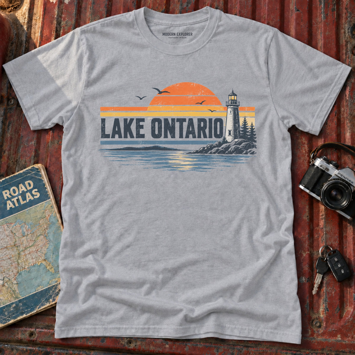 Lake Ontario Retro Sunset Tee