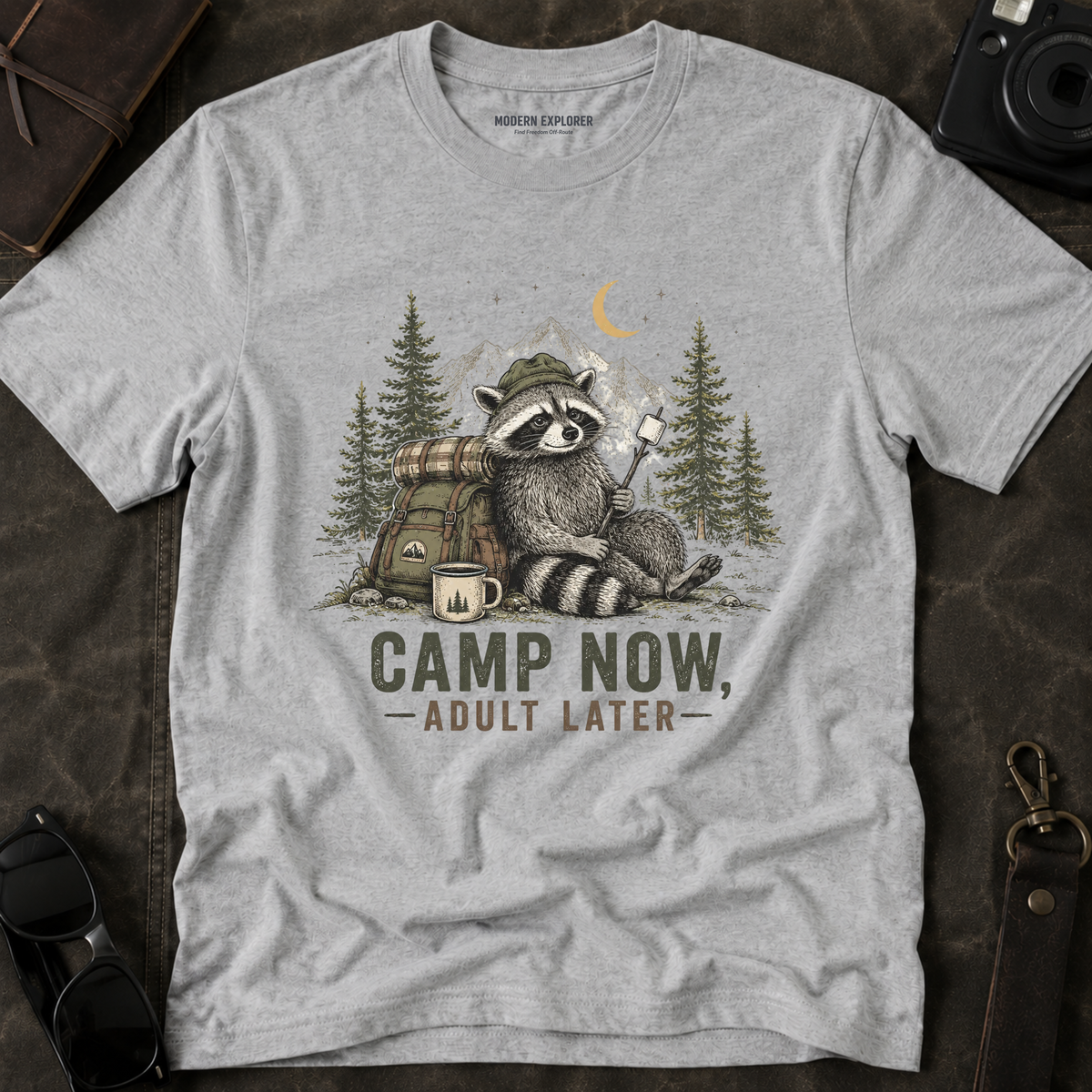 “Camp Now, Adult Later” Outdoor Graphic Tee