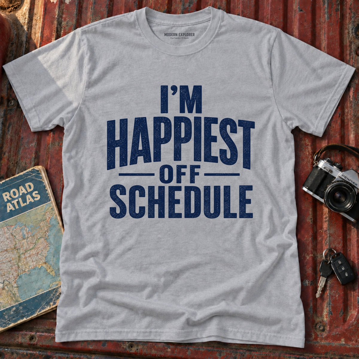 "I'm Happiest Off Schedule" Relaxed Everyday Tee