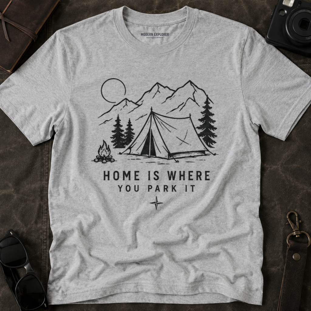 "Home Is Where You Park It" Tent Mountain T-Shirt