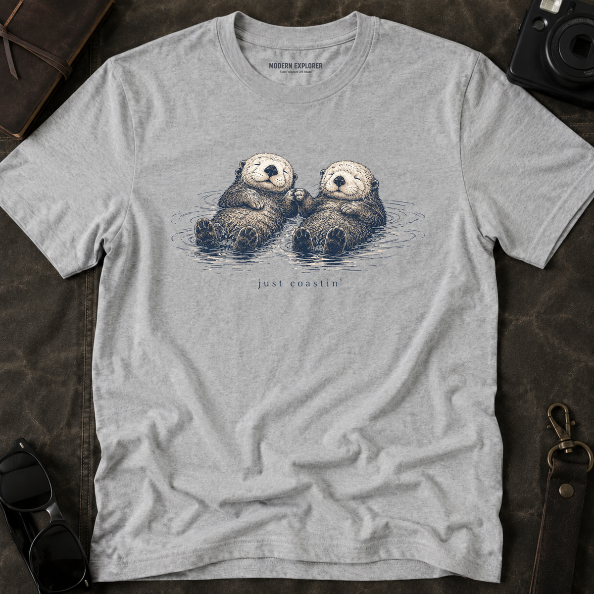"Just Coastin'" Cute Sea Otter Graphic T‑Shirt