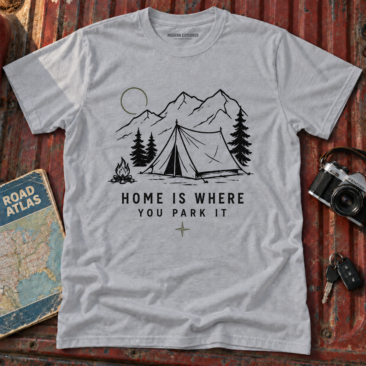 "Home Is Where You Park It" Tent Mountain T-Shirt