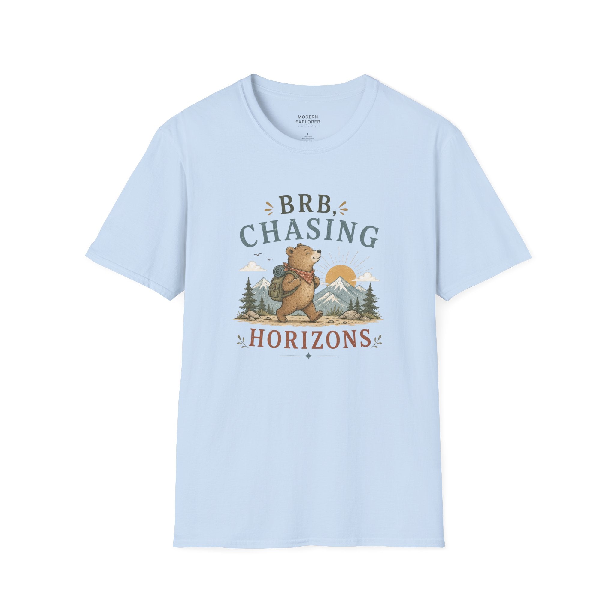 "BRB, Chasing Horizons" Adventure Bear Tee