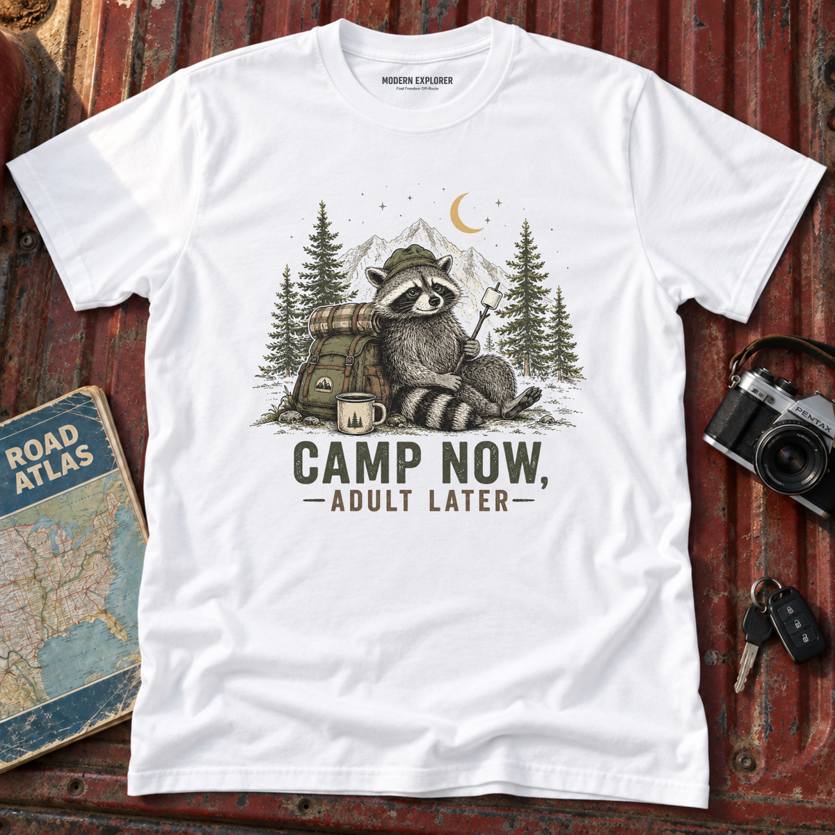 “Camp Now, Adult Later” Outdoor Graphic Tee