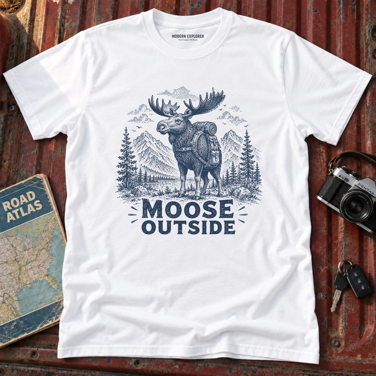 Vintage Hiking Moose Graphic Tee