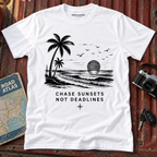 "Chase Sunsets Not Deadlines" Palm Tree Tee