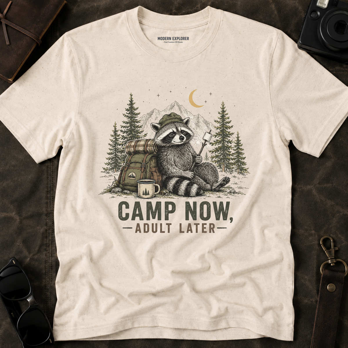“Camp Now, Adult Later” Outdoor Graphic Tee