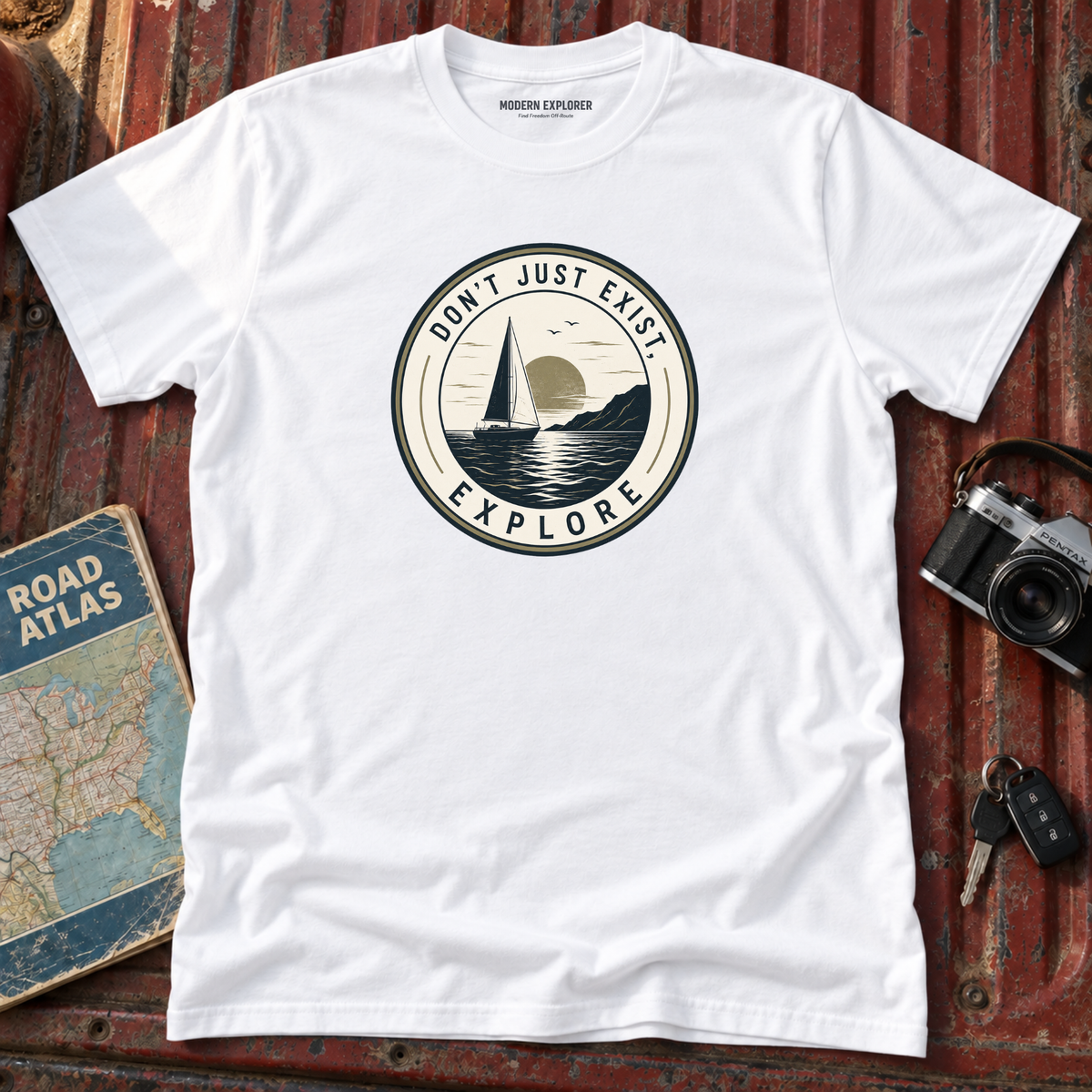 Explore Sailboat Graphic T‑Shirt