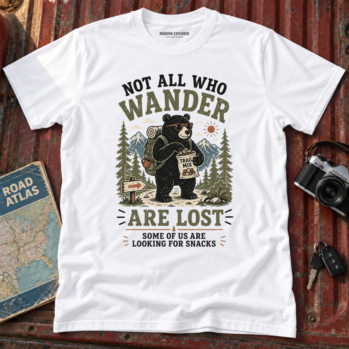 'Not All Who Wander Are Lost' Bear T-Shirt