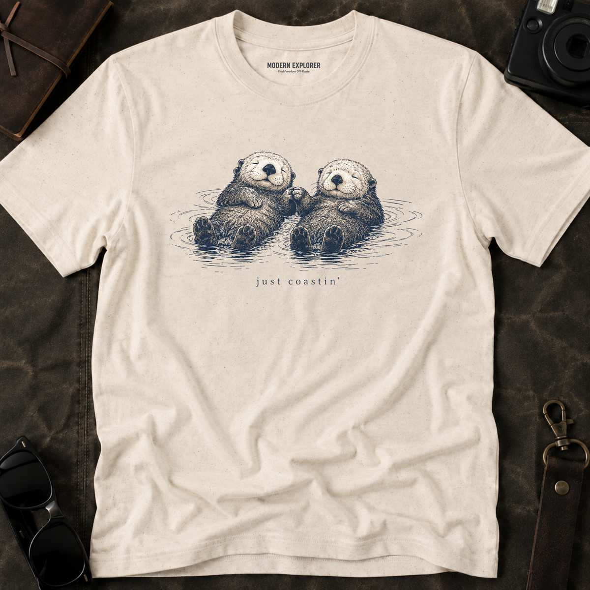 "Just Coastin'" Cute Sea Otter Graphic T‑Shirt