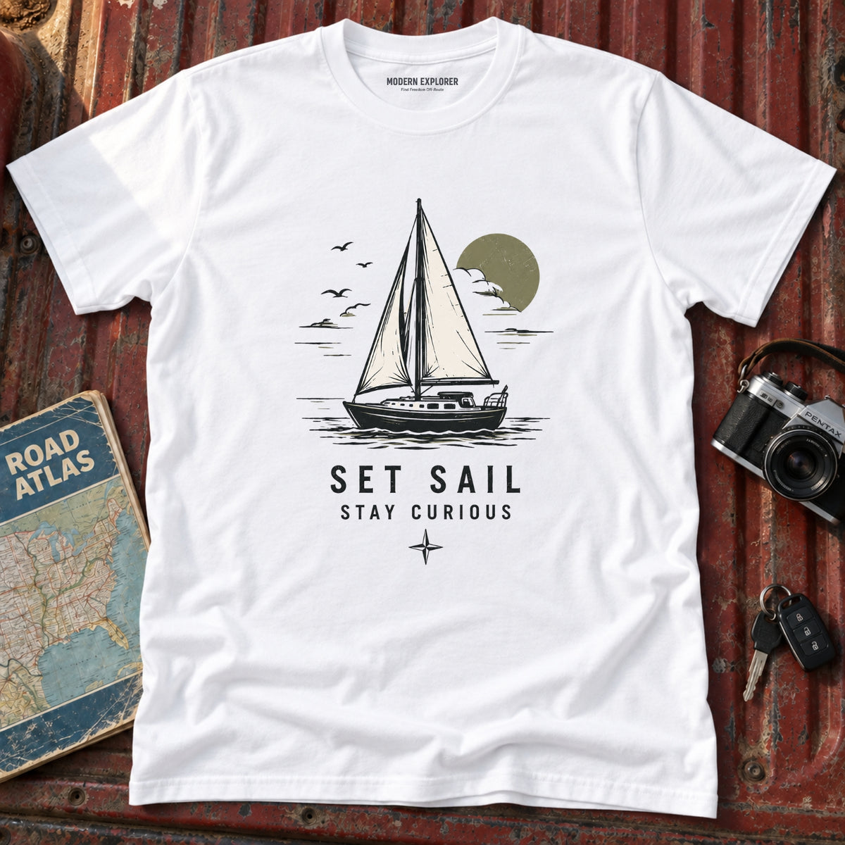 "Set Sail, Stay Curious" Nautical Graphic Tee
