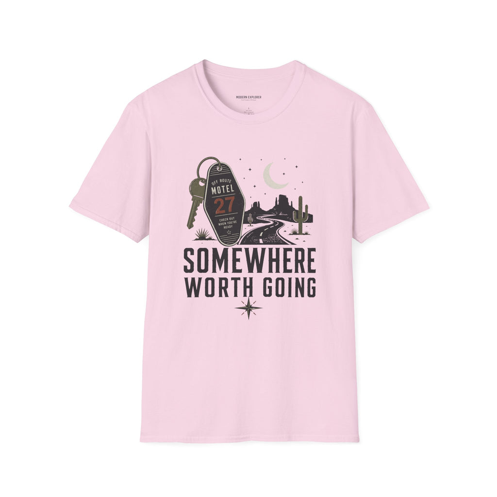 'Somewhere Worth Going' Vintage Motel Roadtrip Tee