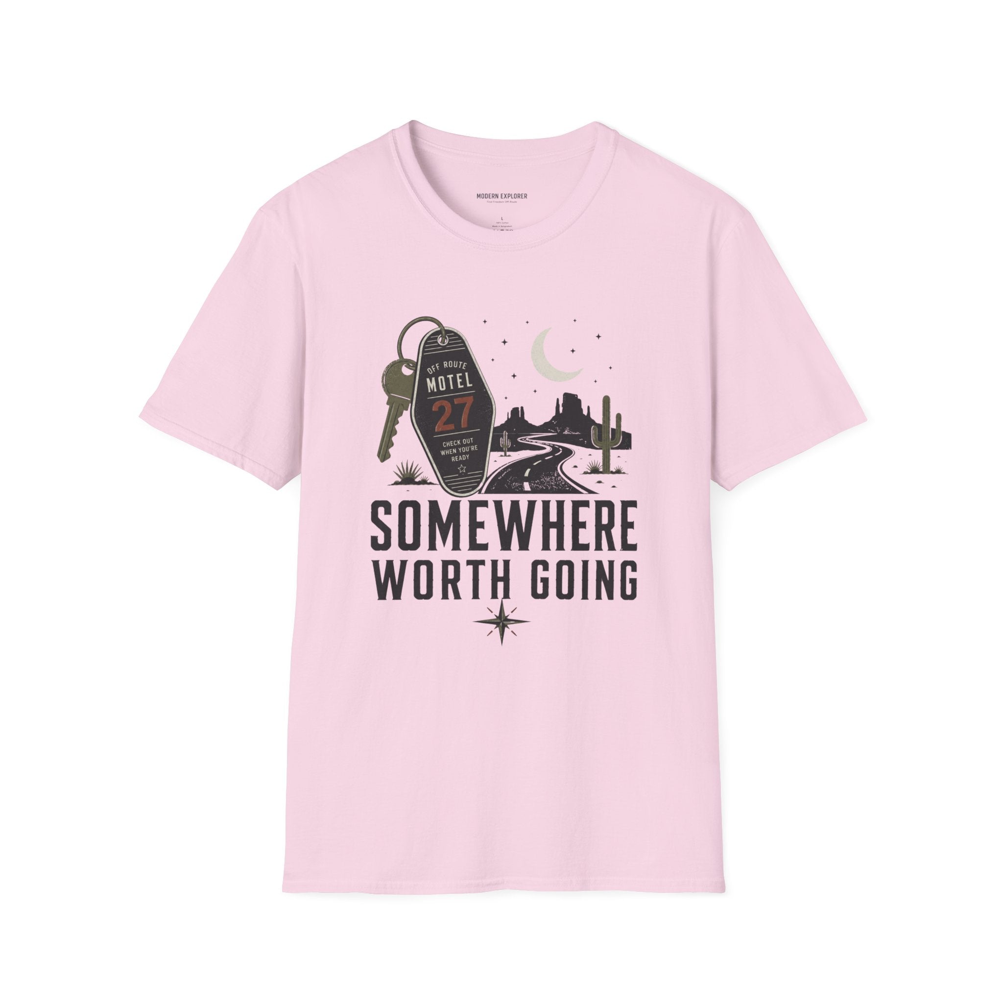 'Somewhere Worth Going' Vintage Motel Roadtrip Tee