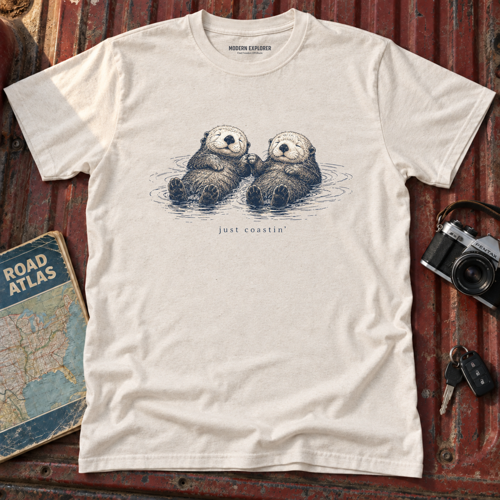 "Just Coastin'" Cute Sea Otter Graphic T‑Shirt
