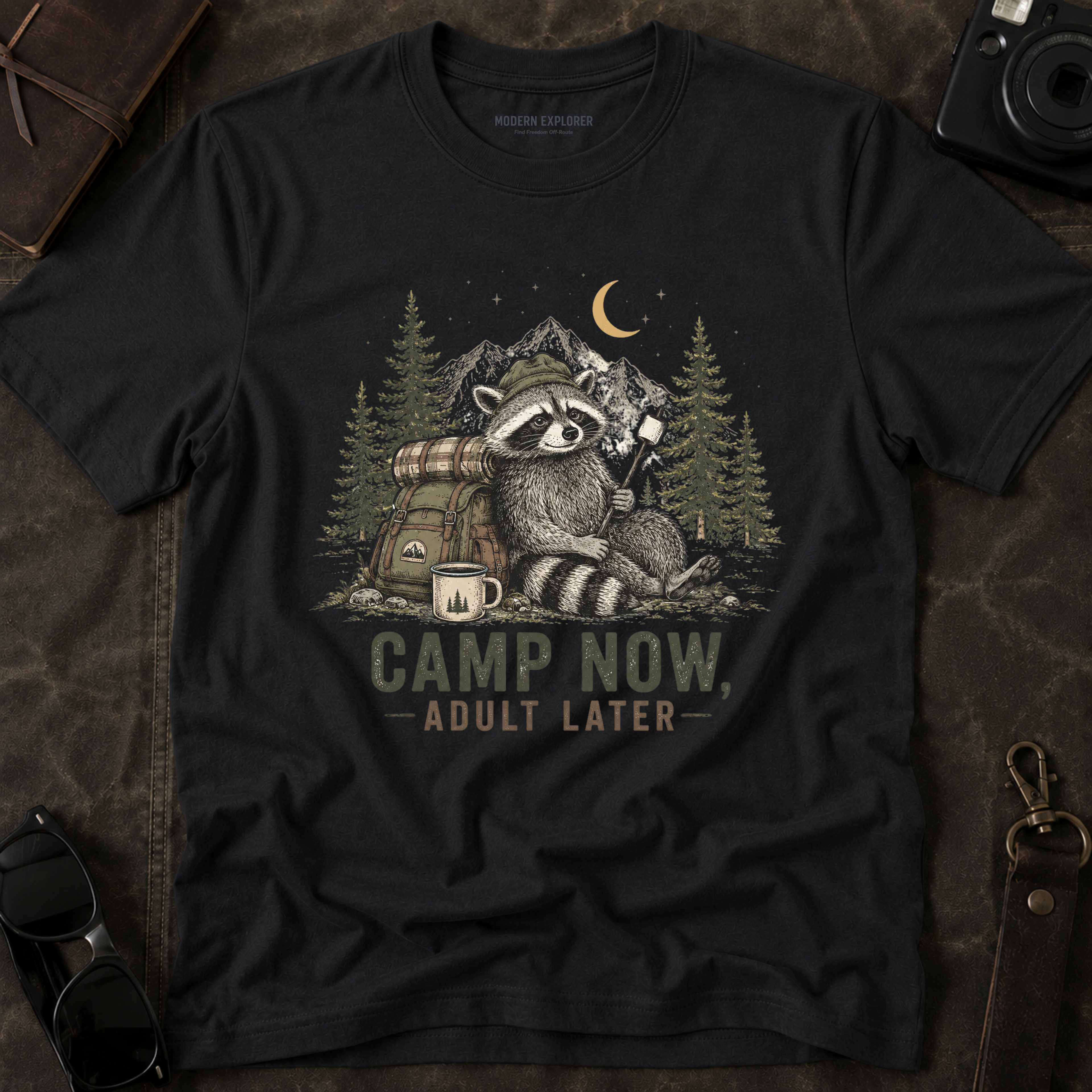“Camp Now, Adult Later” Outdoor Graphic Tee