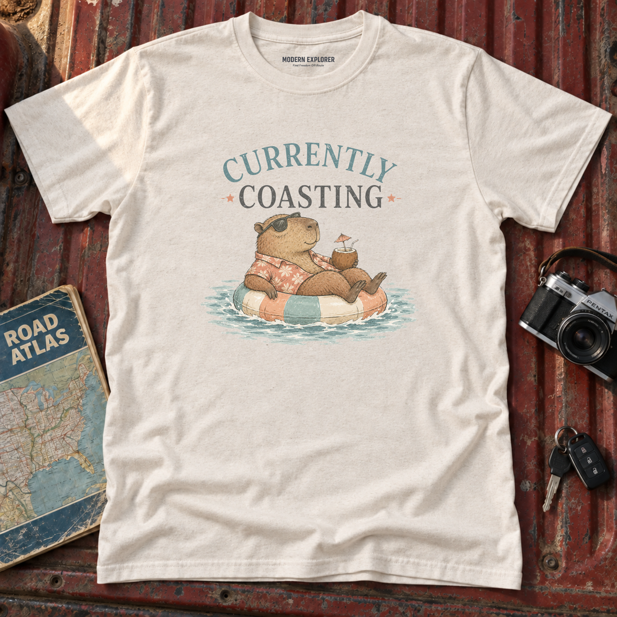 'Currently Coasting' Capybara Tee