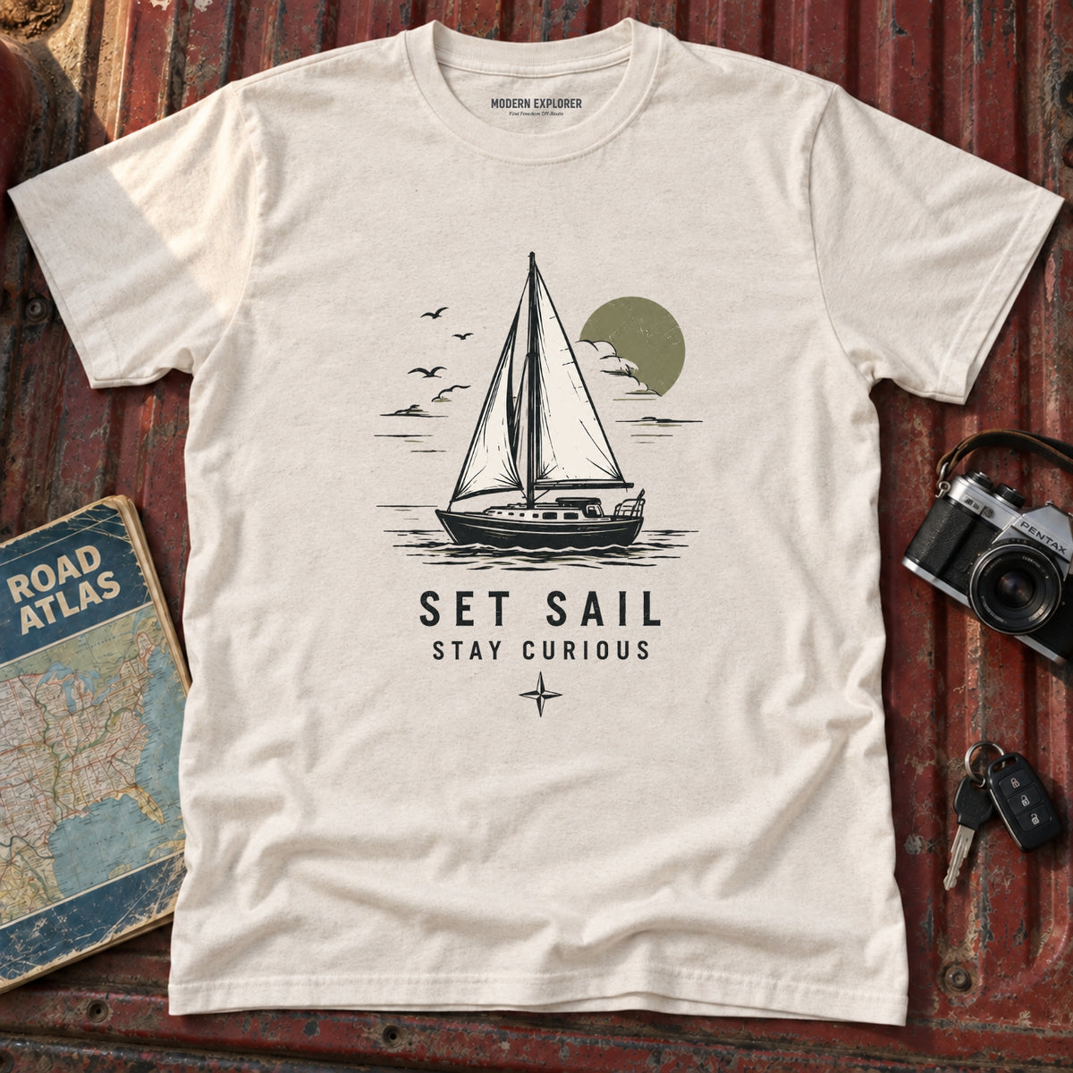 "Set Sail, Stay Curious" Nautical Graphic Tee