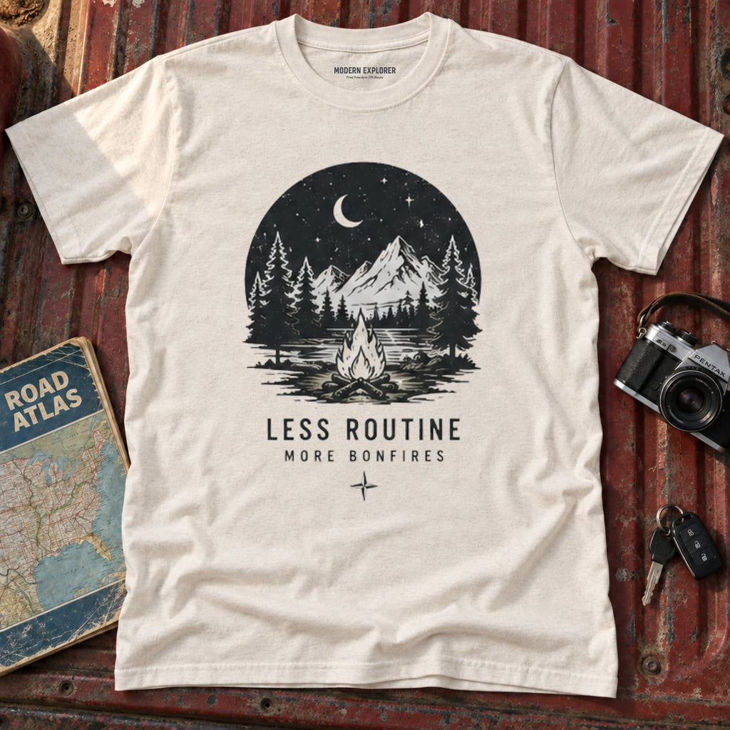 'Less Routine, More Bonfires' Outdoor Graphic Tee