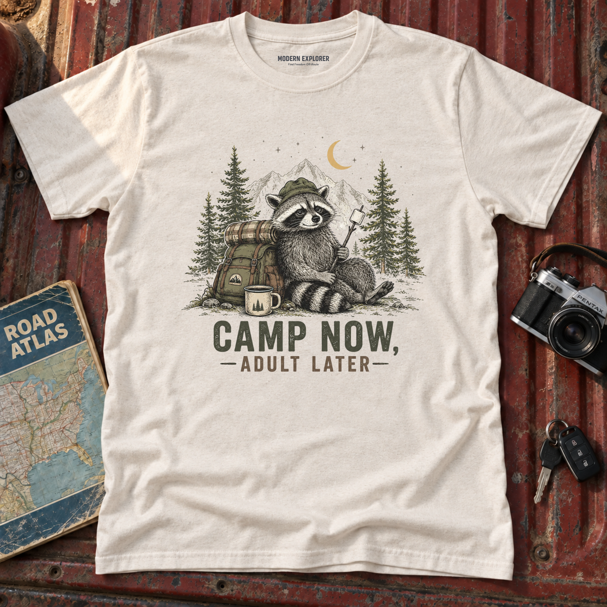 “Camp Now, Adult Later” Outdoor Graphic Tee