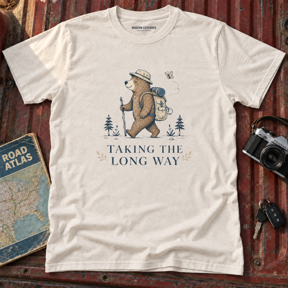 'Taking the Long Way' Hiking Bear Graphic Tee