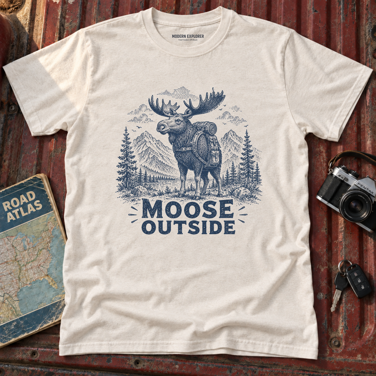 Vintage Hiking Moose Graphic Tee