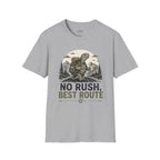 'No Rush, Best Route' Turtle Hiker Graphic Tee
