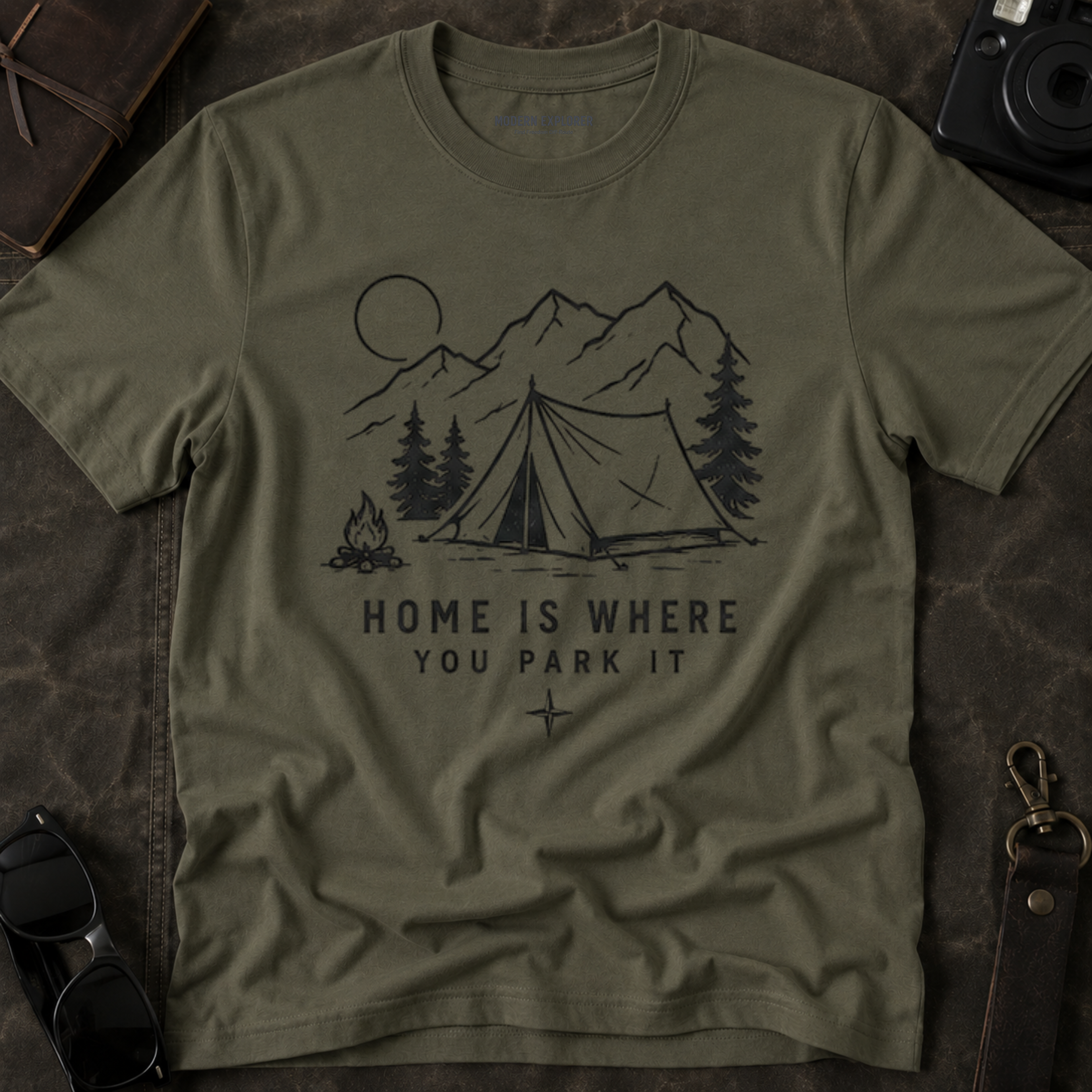 "Home Is Where You Park It" Tent Mountain T-Shirt