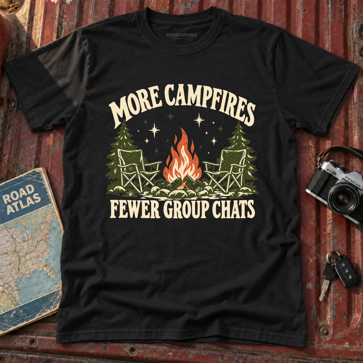 "More Campfires Fewer Groupchats" Graphic Tee