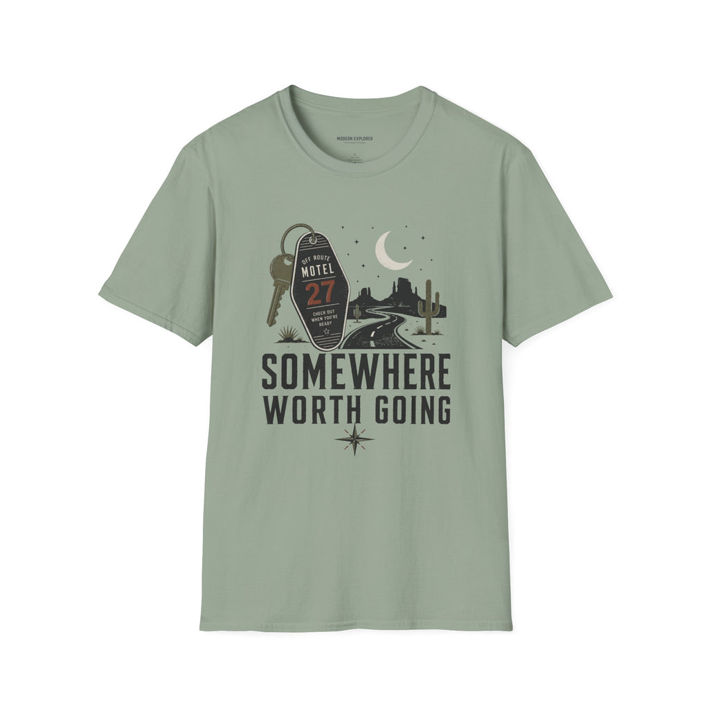 'Somewhere Worth Going' Vintage Motel Roadtrip Tee