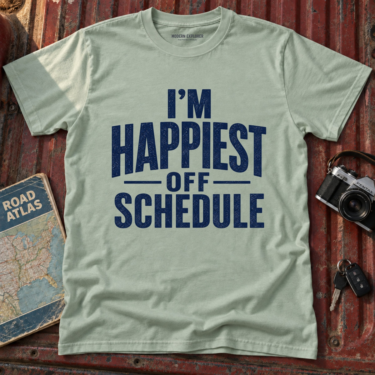 "I'm Happiest Off Schedule" Relaxed Everyday Tee