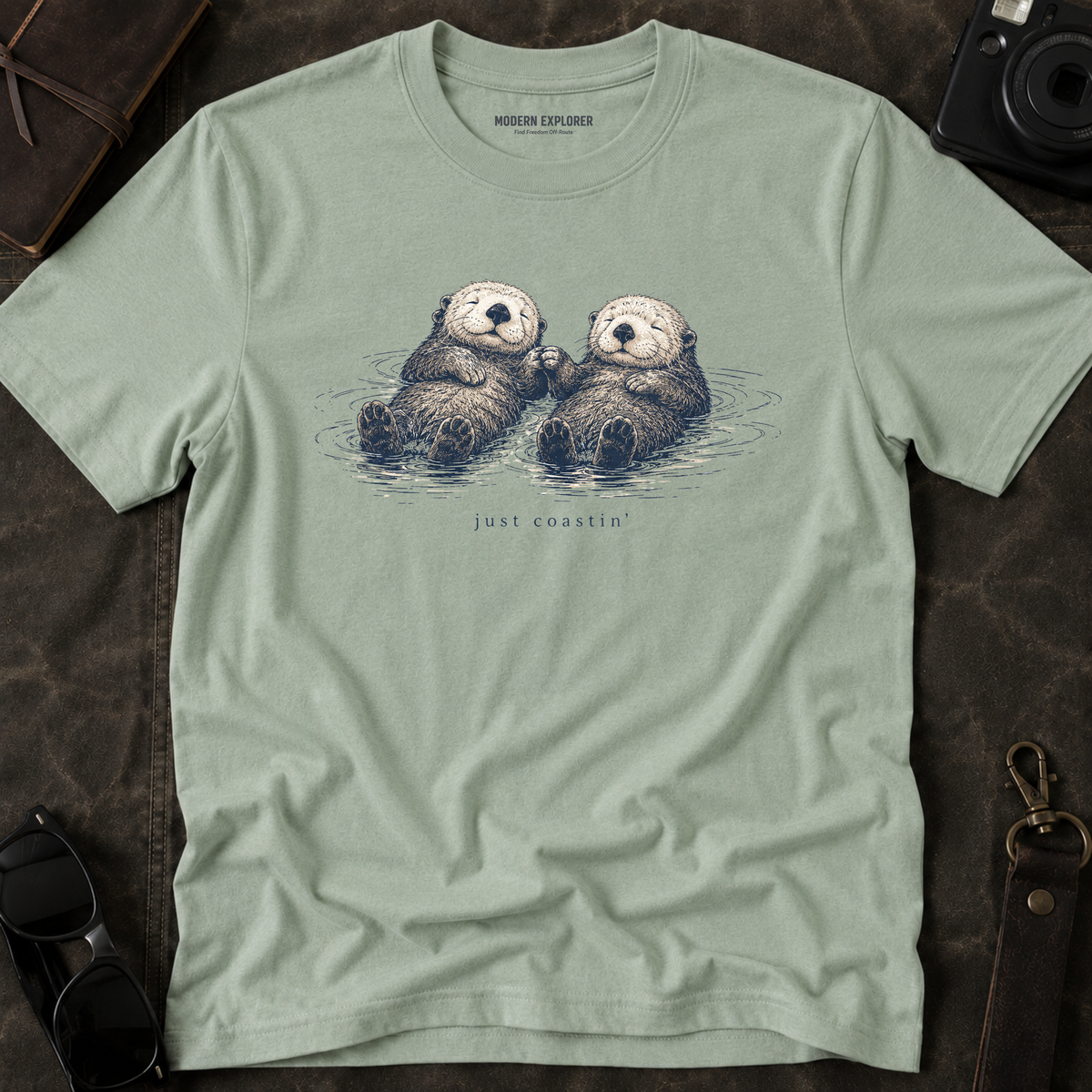 "Just Coastin'" Cute Sea Otter Graphic T‑Shirt