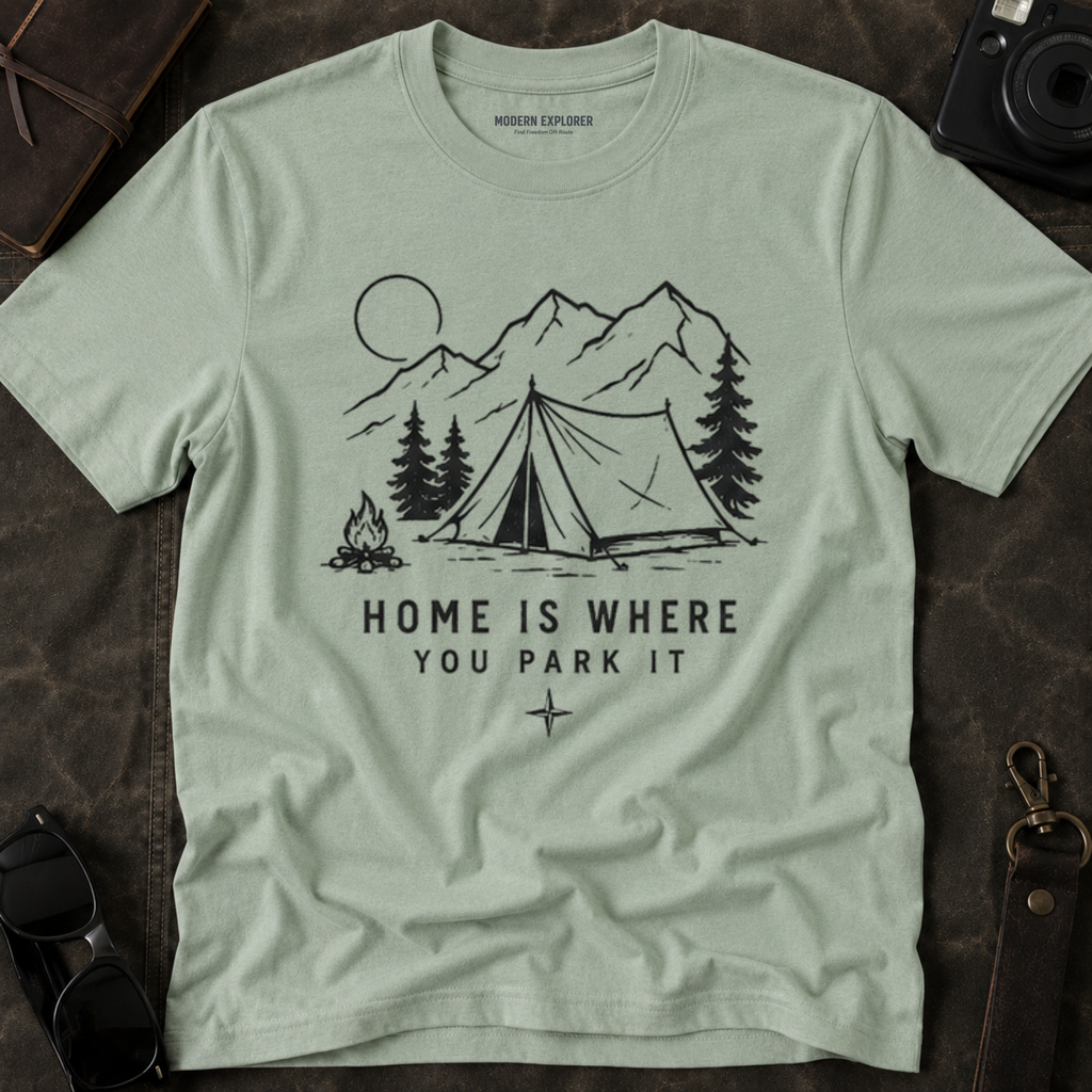 "Home Is Where You Park It" Tent Mountain T-Shirt