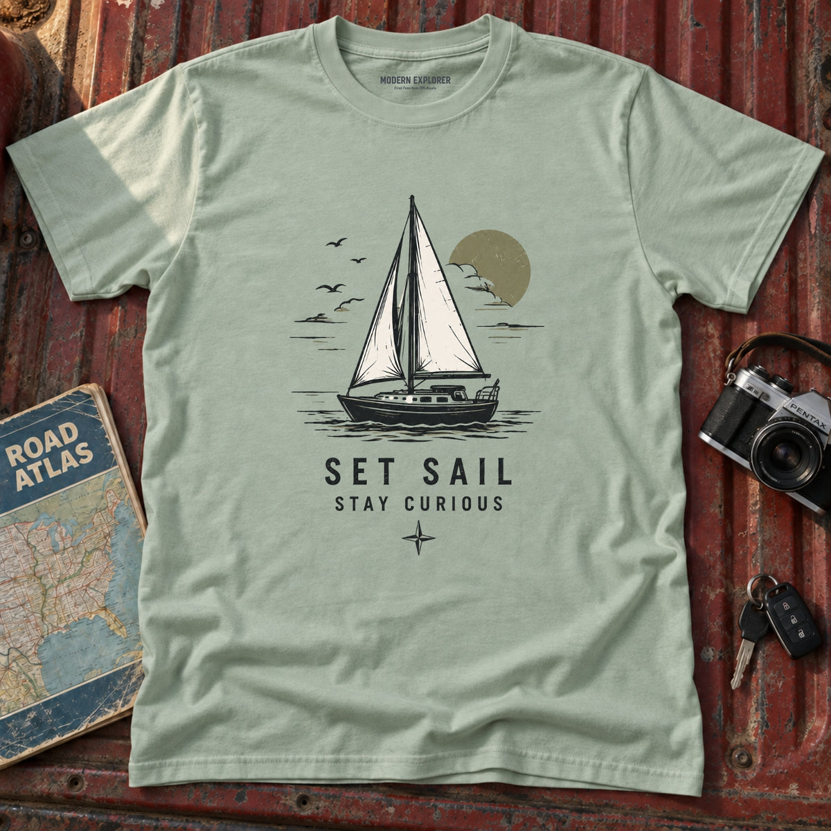 "Set Sail, Stay Curious" Nautical Graphic Tee