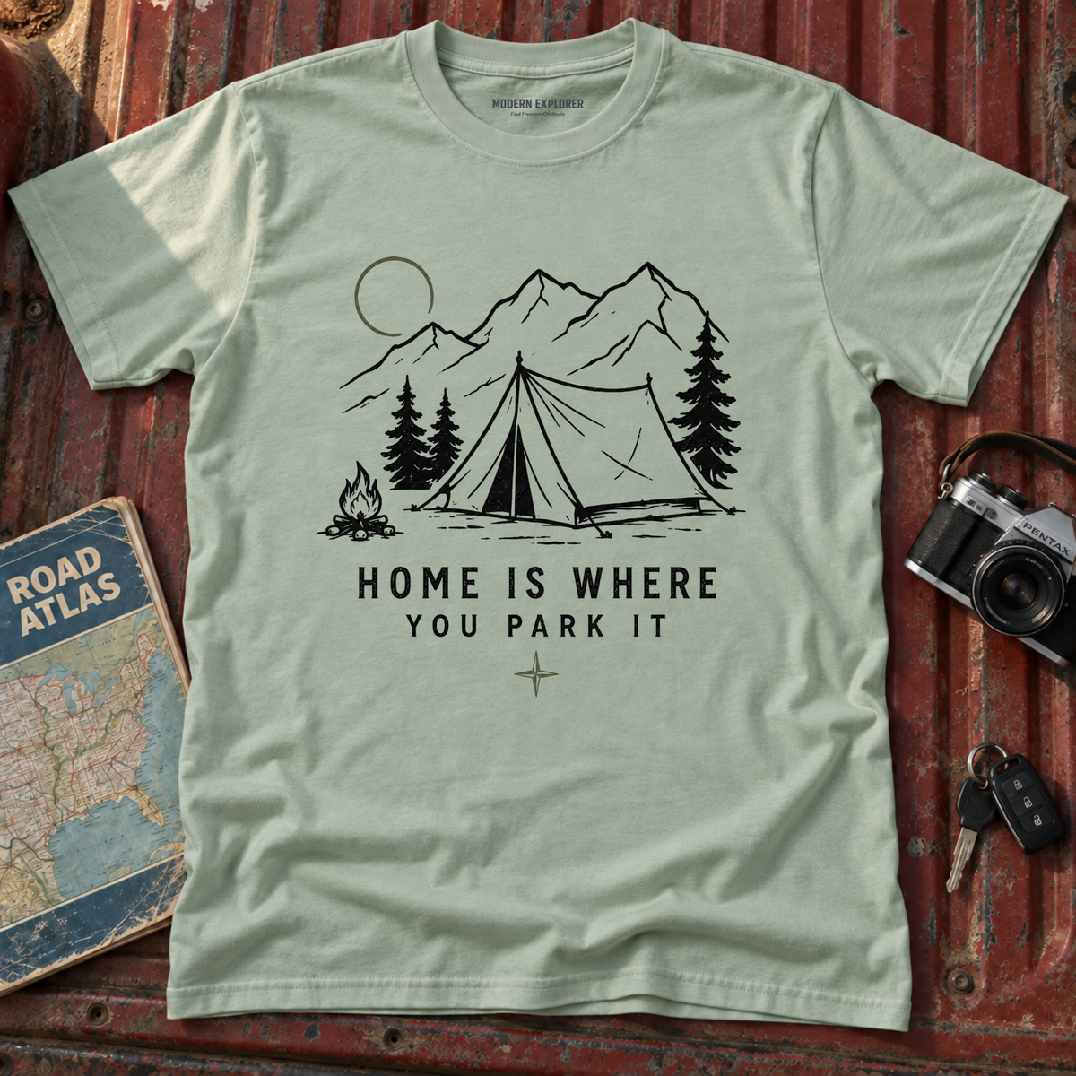 "Home Is Where You Park It" Tent Mountain T-Shirt