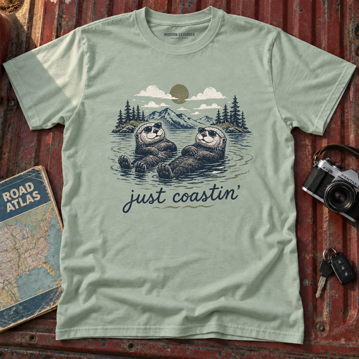 'Just Coastin'' Otter Scenic Tee